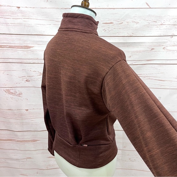 Athleta Half Zip Altitude Polartec Fleece Crop Mock Neck Sweatshirt Rust - Picture 13 of 15